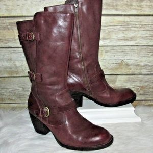 Born Maleri Brown Leather Mid Calf Biker Boots